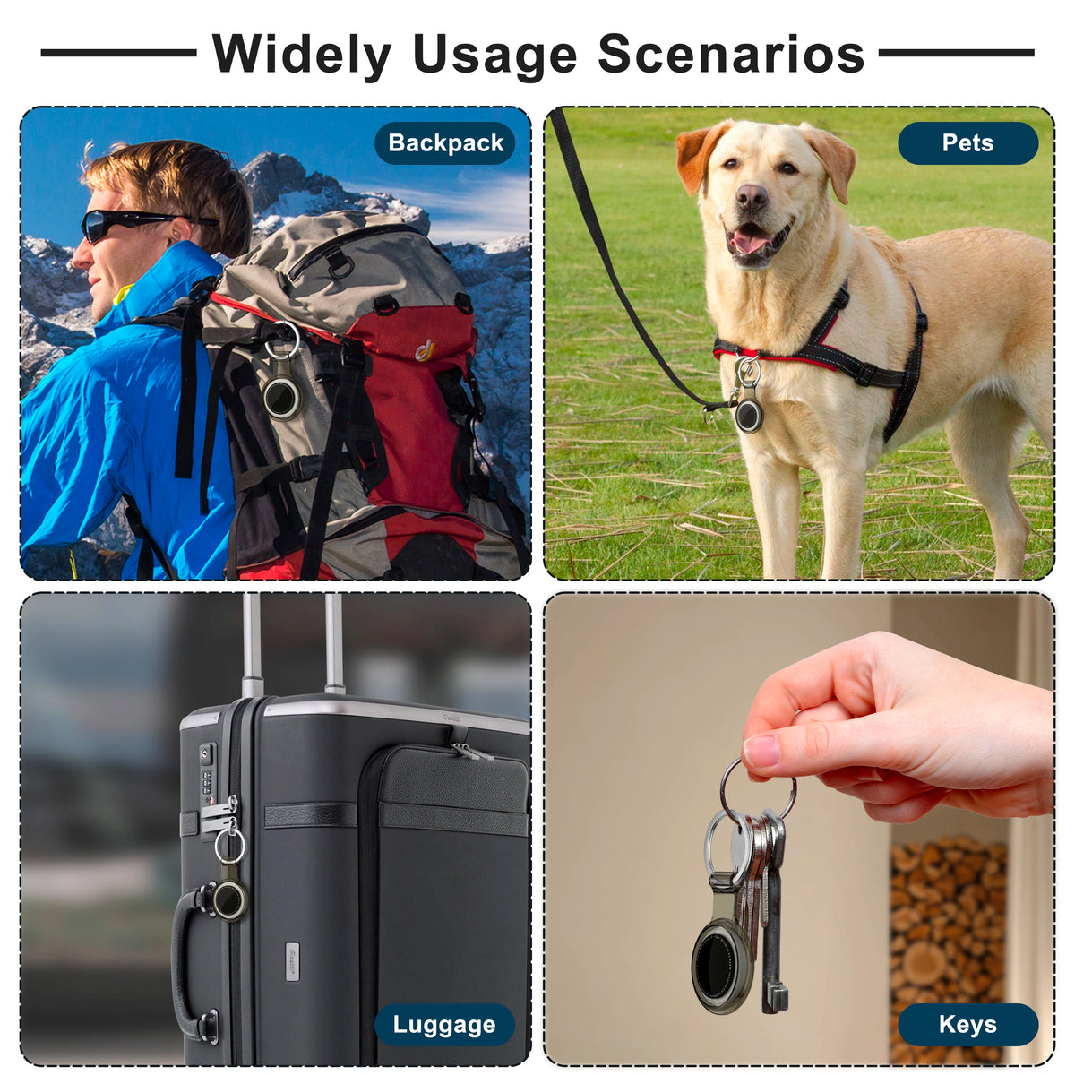 Waterproof TPU AirTag Case with Keychain for Pet Collars & Keys