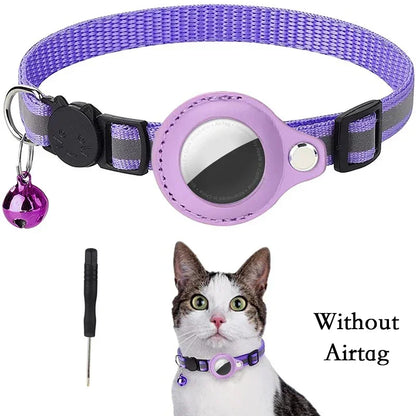 Reflective AirTag Cat Collar with Bell & Protective Case