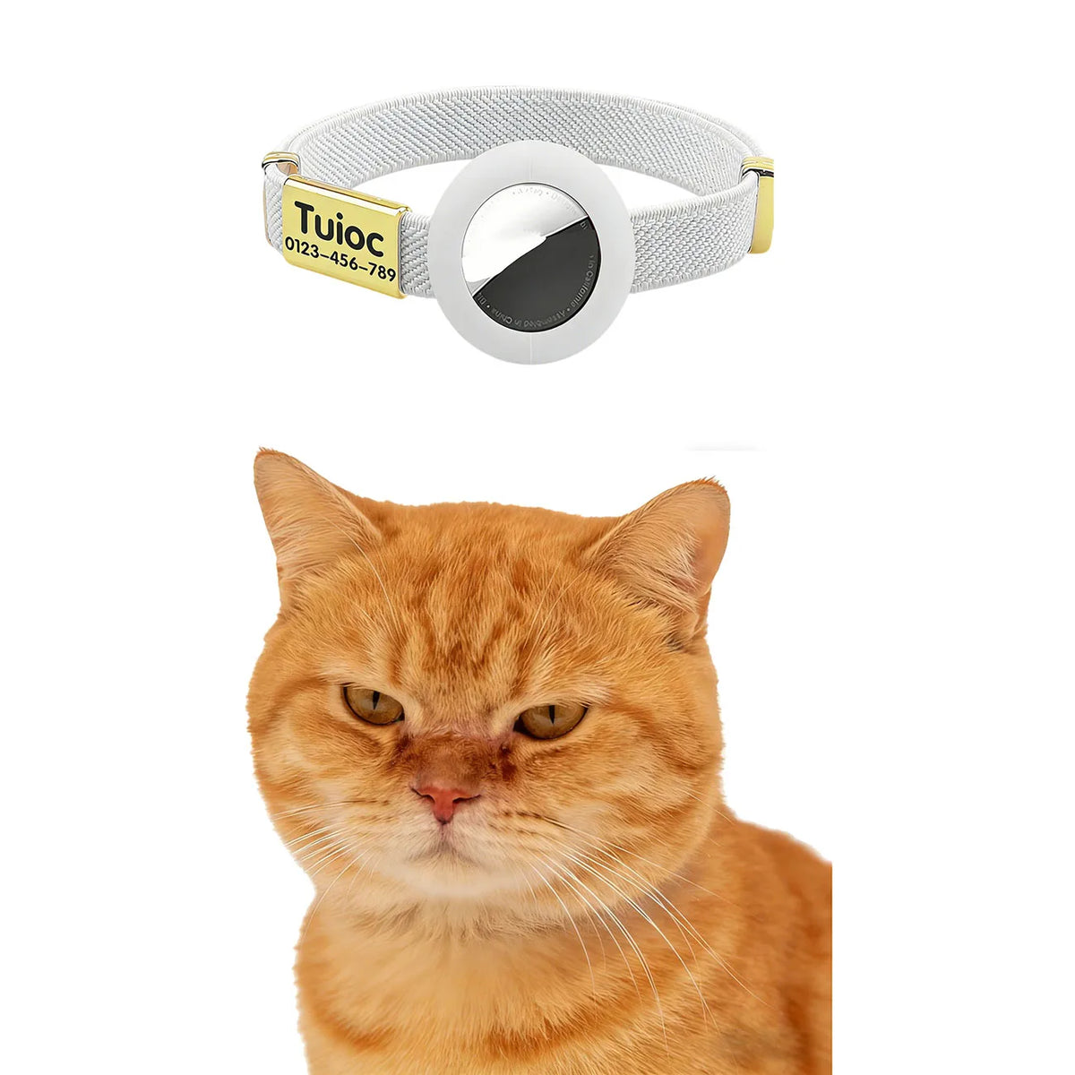Fluorescent Green Cat Collar Customized Pet ID Puppies Necklace Elastic GPS Tracker Adjustable Kitten Collar with AirTag Holder