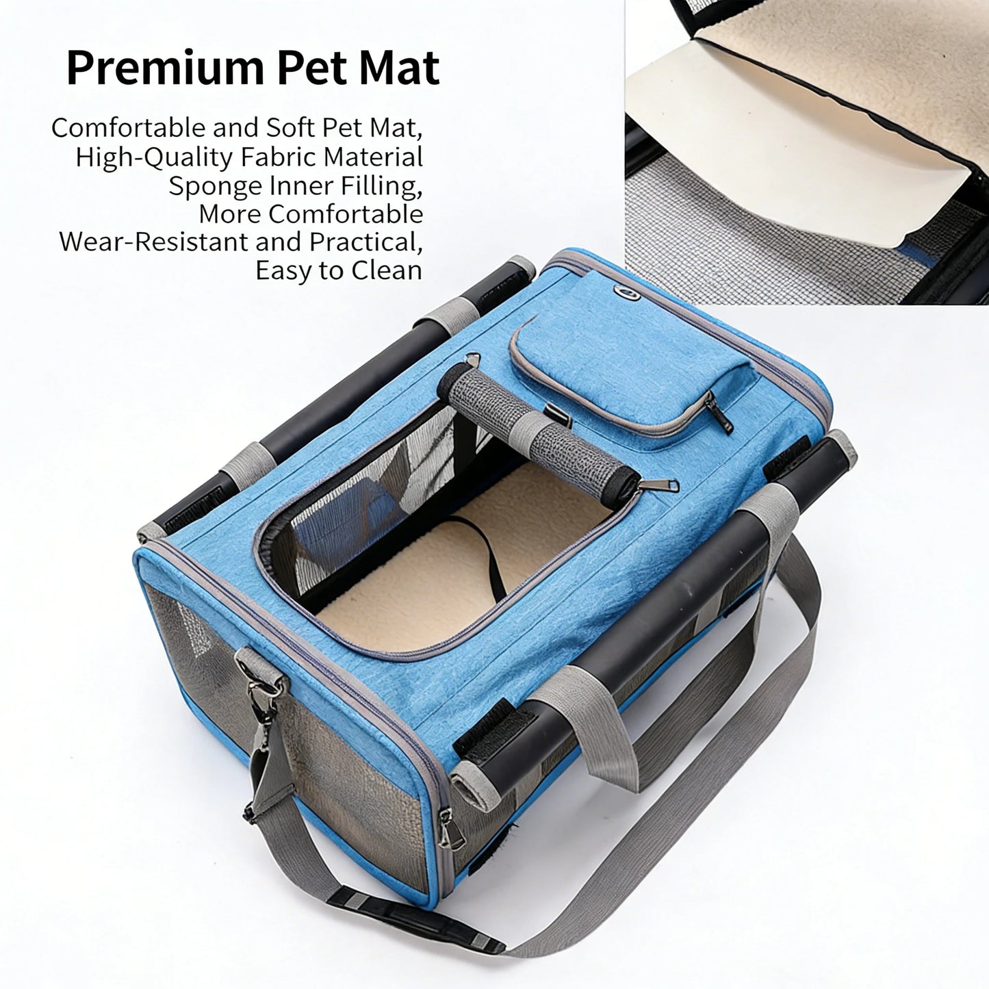 Portable Expandable Pet Travel Bag Soft-Sided Transparent Breathable Lightweight Handheld or Crossbody Outdoor Pet Bag Stylish