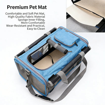 Portable Expandable Pet Travel Bag Soft-Sided Transparent Breathable Lightweight Handheld or Crossbody Outdoor Pet Bag Stylish