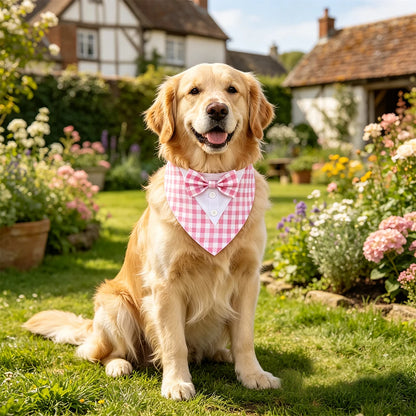 Sucado Dog Bandana with Bow Tie, Formal Tuxedo Pet Triangle Scarf, Adjustable Velcro Wedding Outfit for Small Medium Large Dogs