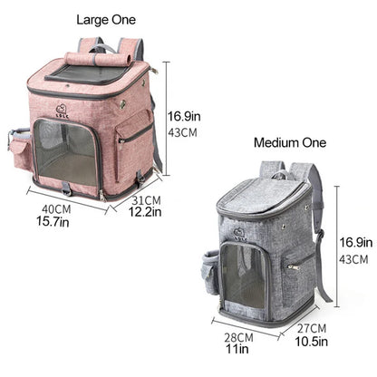 L/M foldable cat backpack carrier-large capacity pet travel bag durable waterproof design outdoor hiking & airplane trips