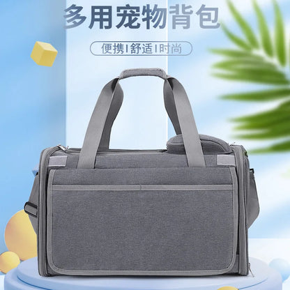 Portable Expandable Pet Travel Bag Soft-Sided Transparent Breathable Lightweight Handheld or Crossbody Outdoor Pet Bag Stylish