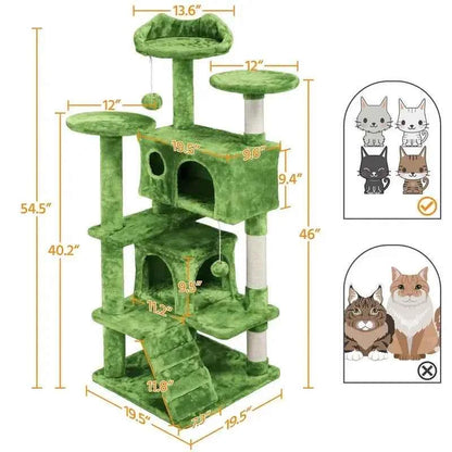 3-Level Cat Tree Tower with Scratching Posts & Plush Perches