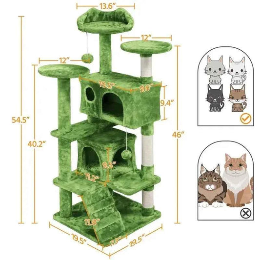 3-Level Cat Tree Tower with Scratching Posts & Plush Perches