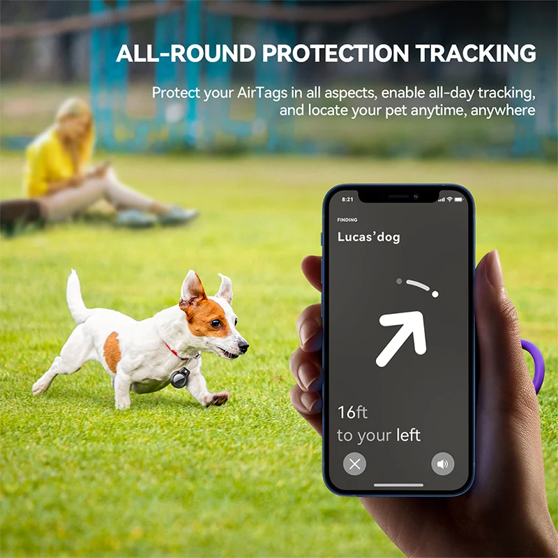 GITFOS AirTag Holder with Keychain for Luggage, Pets & Keys