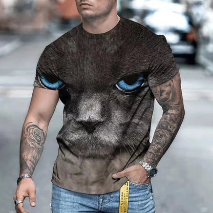 Cat 3D Printed Men's T-shirt Cute Animal Print Loose Short-sleeved Tee Tops Kids Women Fashion Simple Harajuku T Shirt Clothing