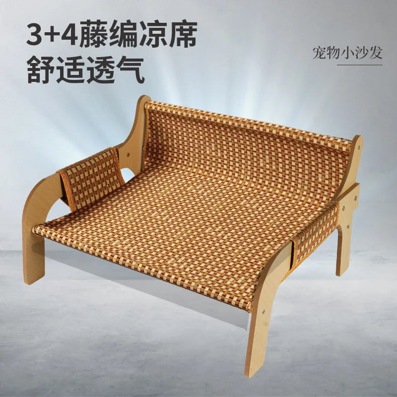 Summer Cooling Cat Bed Cool Mat Sofa Cat Scratch Wear-Resistant Cat Bed Rattan Lounge Chair Dog House Cat House Pet Sleeping Bed