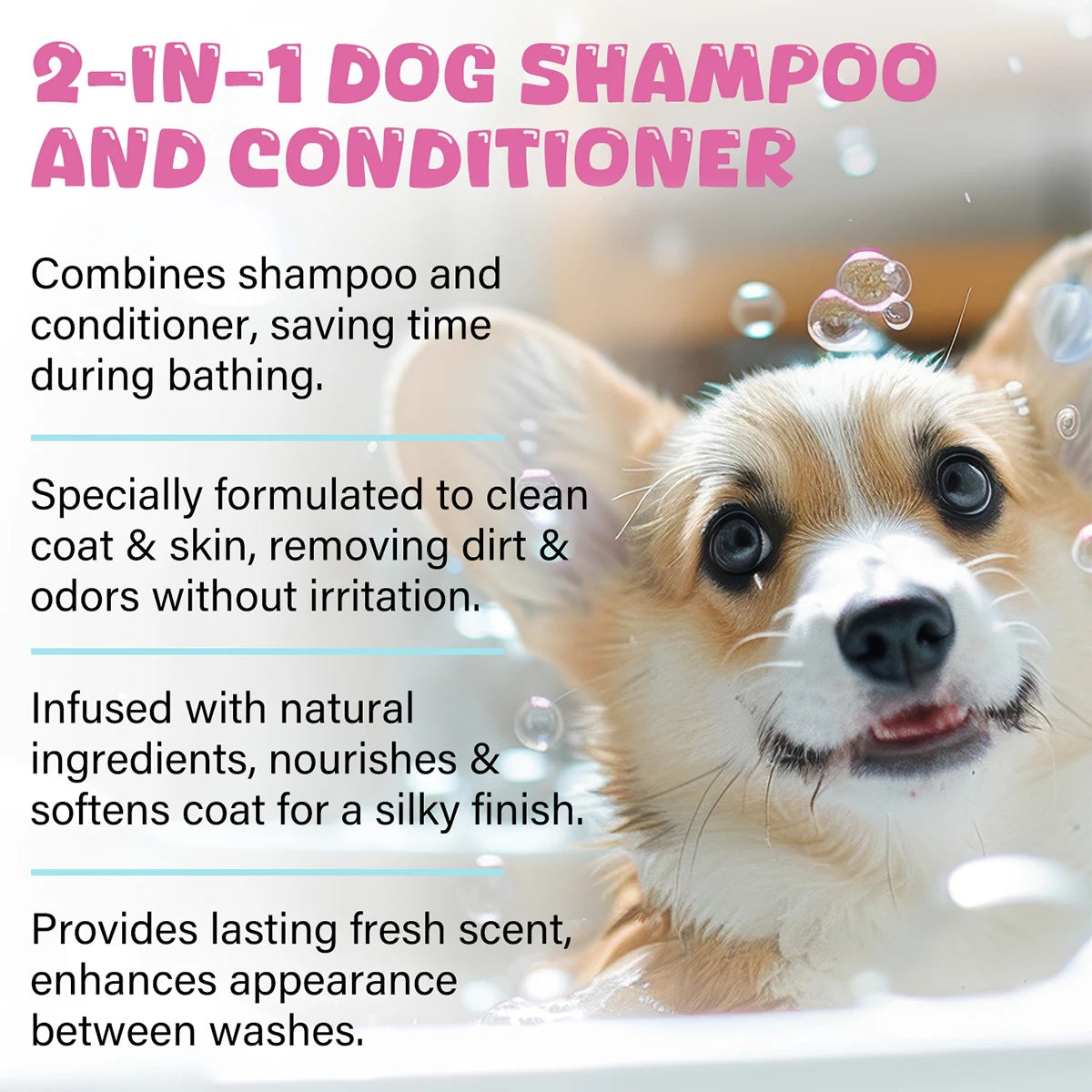 GJYC PET 2-In-1 Dog Shampoo Baby Powder Scent Gentle Hypoallergenic PH Balanced Cleansing For All Breeds