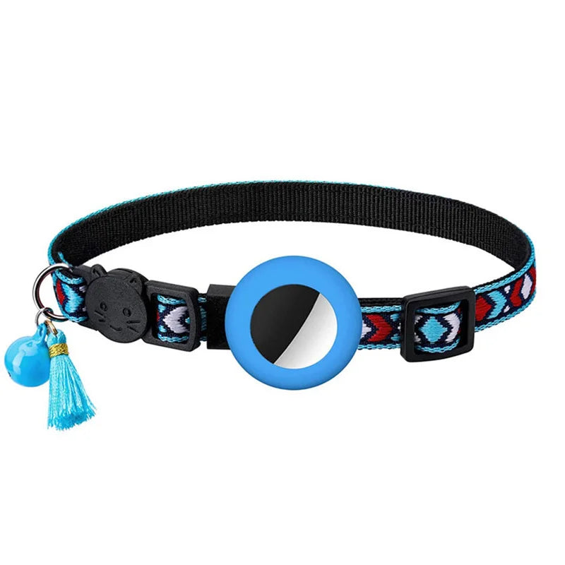 New Airtag Pet Collar Adjustable Nylon Puppy Cat Collar With Bell Anti-lost Pet Necklace With Apple Airtag Holder Pet Supplies