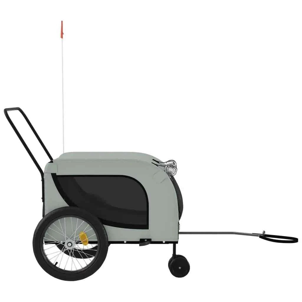 Gray and Black Oxford Fabric Pet Bike Trailer Iron Carriers for Pets
