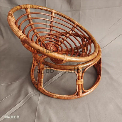 Natural Rattan Cat Bed Chair Handwoven Cat Photography Prop Breathable Wicker Cat Basket Elevated Round Cat Nest for Indoor Cats