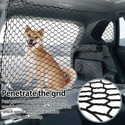Universal Car Dog Barrier Net – Foldable Pet Safety Mesh for Rear Seat