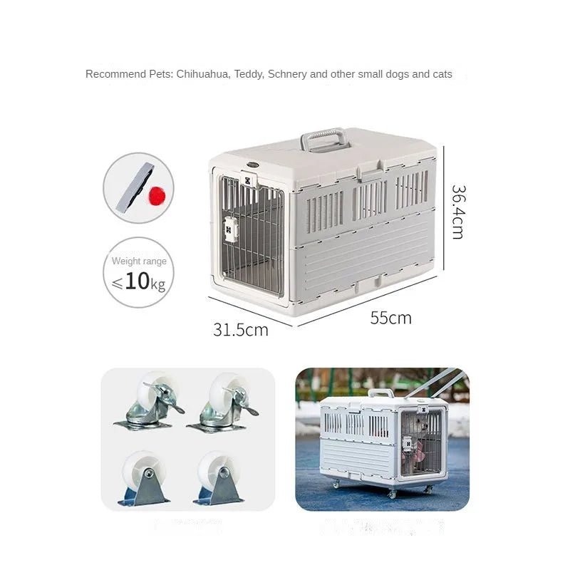 Portable foldable dog cage Oversized breathable pet airline box Car pet cage for traveling Multi-function foldable pet cage