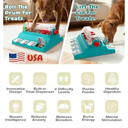 2 Levels of ChallengeExtra Large Size Paw-Activated Rolling Dog Puzzle Feeder Toy U.S. Brand and Design Treat Puzzles for Aggre