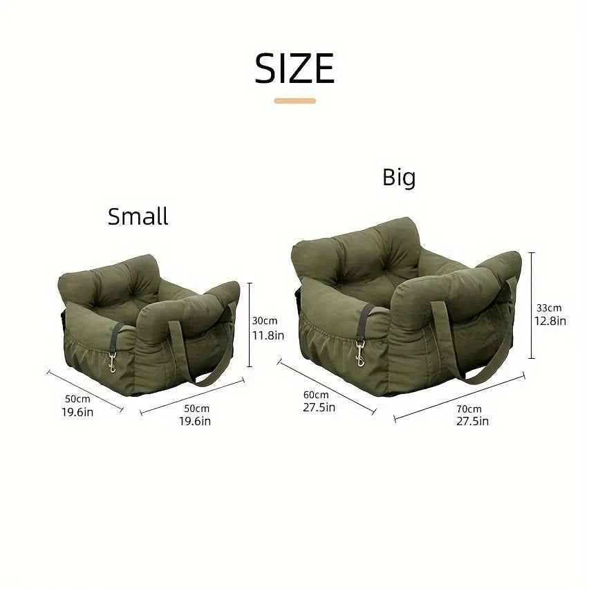 Dog Car Seat with Safety Belt - Non-Slip Pet Car Bed for Small Dogs, Washable Travel Carrier with Secure Straps for Safe Car