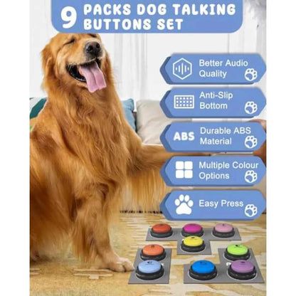 Dog Buttons for Communication 9 Pcs Dog Talking Button Set 30s Voice Recording Pet Buzzer Training Buttons Speaking Button for