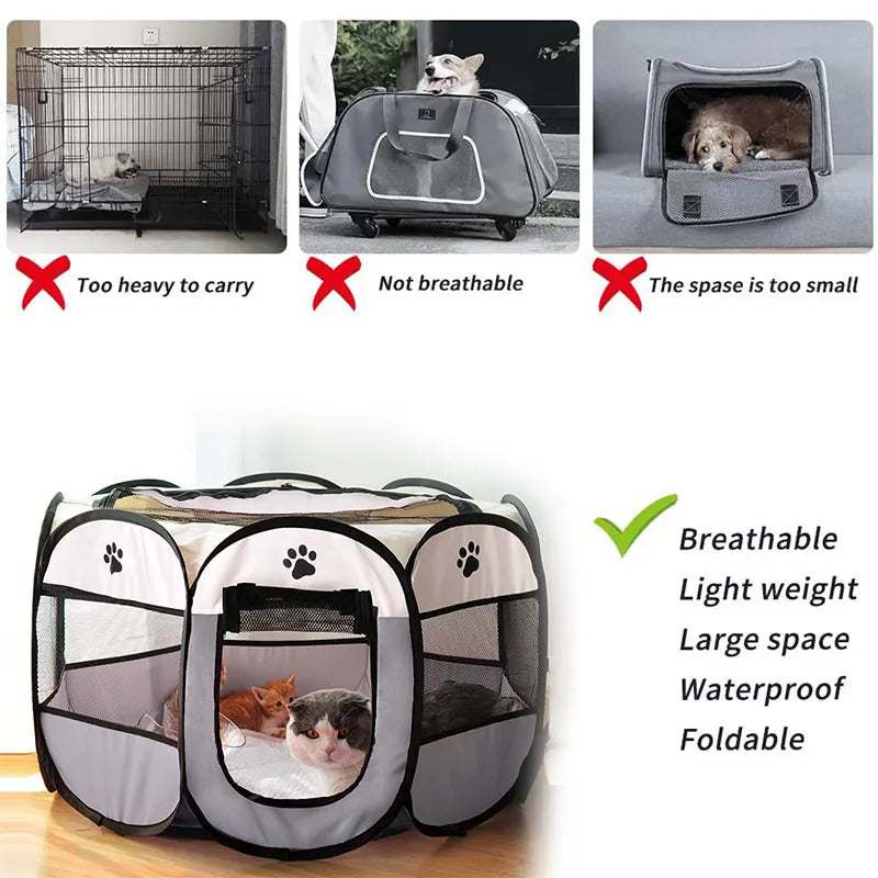 Portable Folding Pet Playpen Tent – Dog & Cat Enclosure