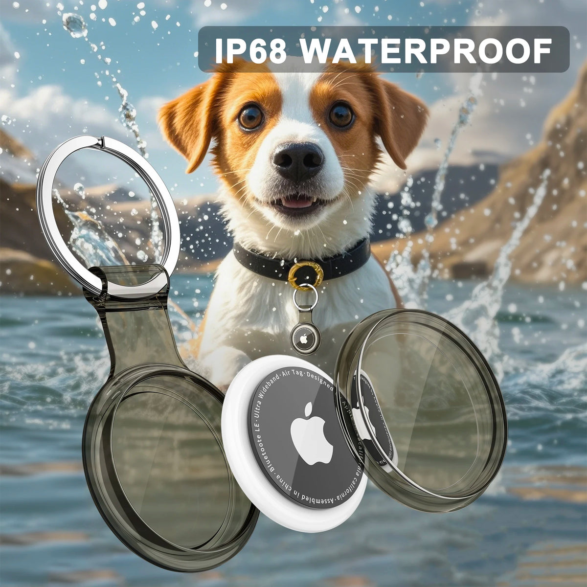 Waterproof TPU AirTag Case with Keychain for Pets & Keys