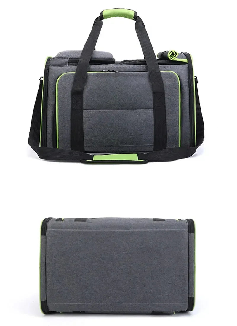 2025 New Large Capacity Carrier Cat Pet Airlines Approved Reflective Tape Cat Travel Bag Expandable Foldable Soft Dog Carrier