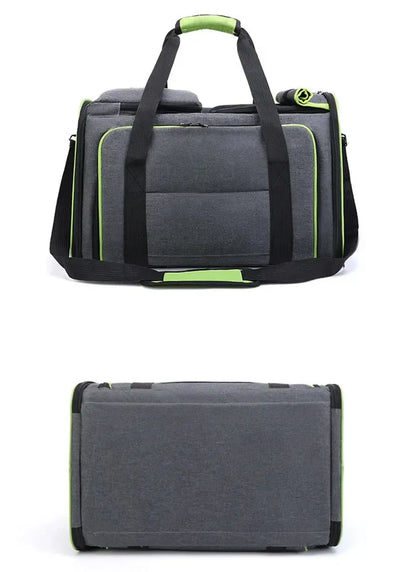 2025 New Large Capacity Carrier Cat Pet Airlines Approved Reflective Tape Cat Travel Bag Expandable Foldable Soft Dog Carrier