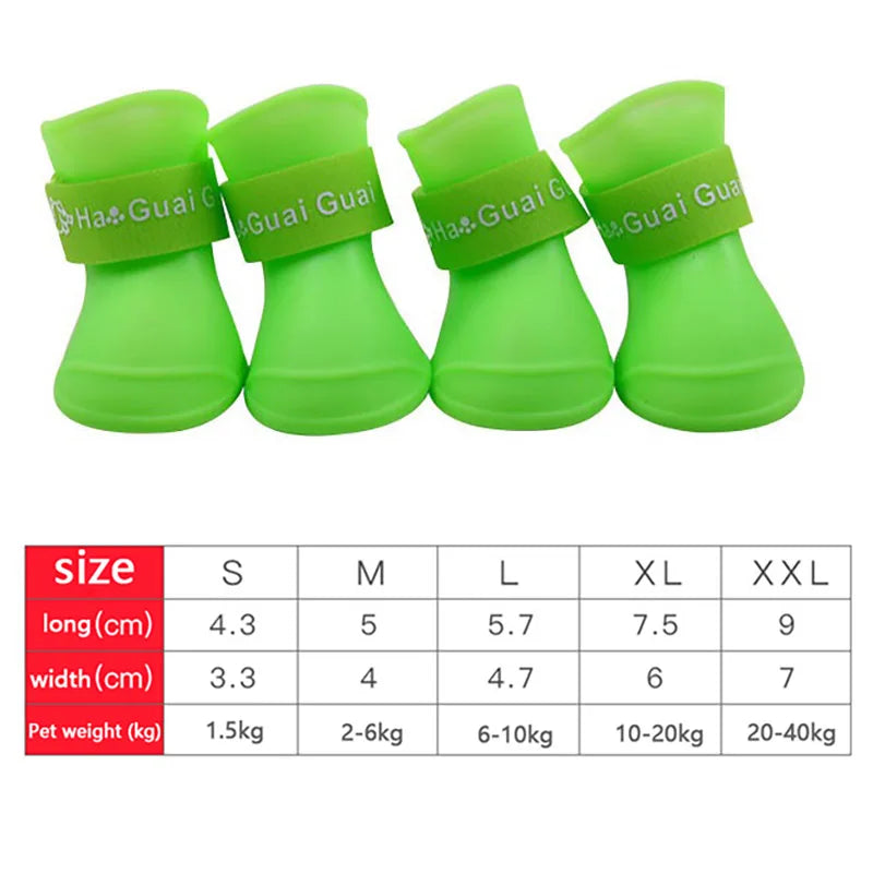 Waterproof Dog Rain Boots – 4-Pack Anti-Slip Paw Protectors for Dogs & Cats