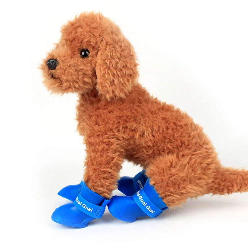 Waterproof Dog Rain Boots – 4-Pack Anti-Slip Paw Protectors for Dogs & Cats
