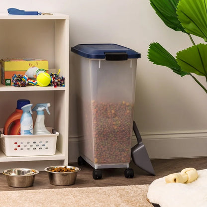 IRIS 37.5 Lbs. Airtight Pet Food Container Dog and Cat Food Storage Bin with Scoop