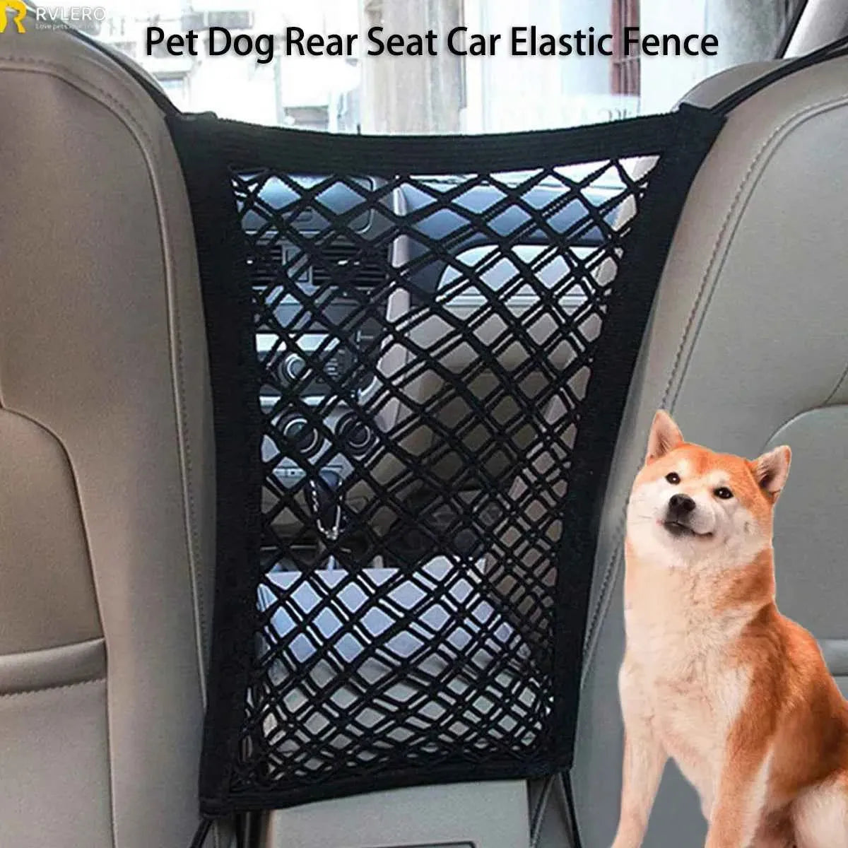 Universal Pet Car Barrier & Storage Net – Dog Seat Safety Mesh Organizer