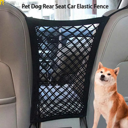 Universal Pet Car Barrier & Storage Net – Dog Seat Safety Mesh Organizer