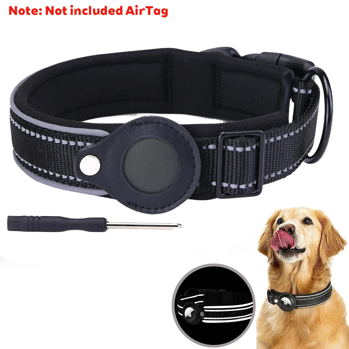 Apple AirTag Dog Collar – Reflective Waterproof Pet Tracker