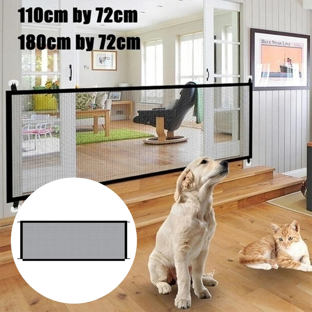 Foldable Mesh Dog Gate – Portable Barrier for Stairs & Doorways