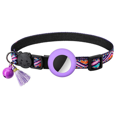 New Airtag Pet Collar Adjustable Nylon Puppy Cat Collar With Bell Anti-lost Pet Necklace With Apple Airtag Holder Pet Supplies
