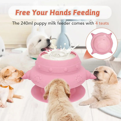 Newborn Puppy & Kitten Feeder – 4-Nipple Milk Feeding Bowl for Easy Nursing
