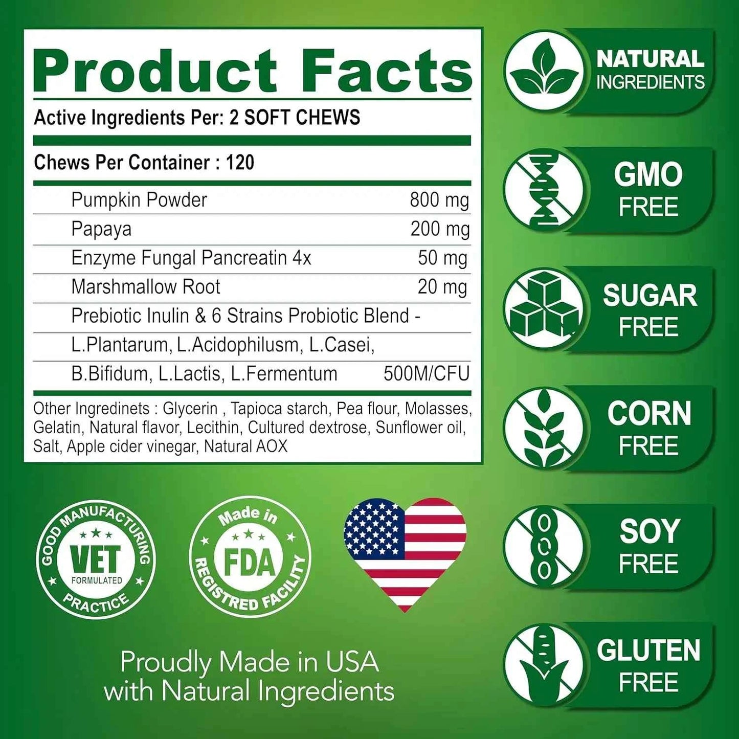 Probiotics for Dogs – 120 Chews Digestive Support for Gut Health & Sensitive Stomach