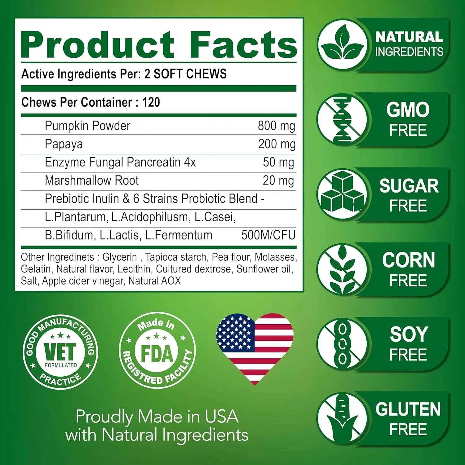 Probiotics for Dogs – 120 Chews Digestive Support for Gut Health & Sensitive Stomach