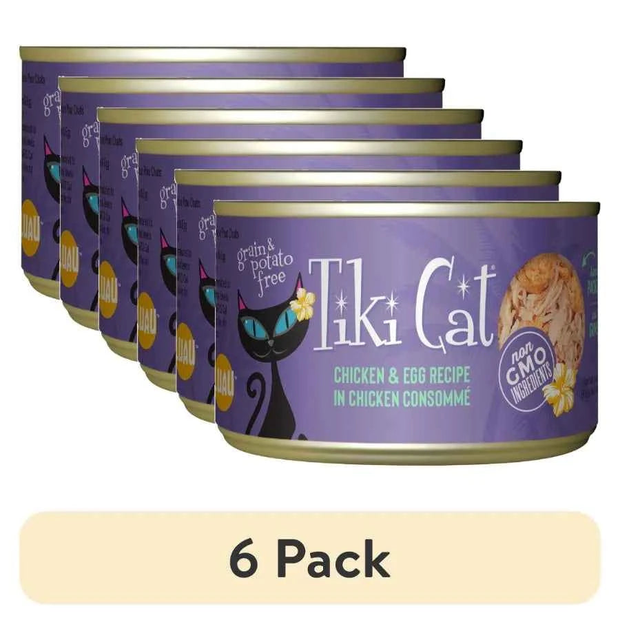 Tiki Cat Luau Wet Cat Food, Chicken & Egg Recipe, Grain-Free, 6 oz Cans, 6-Pack