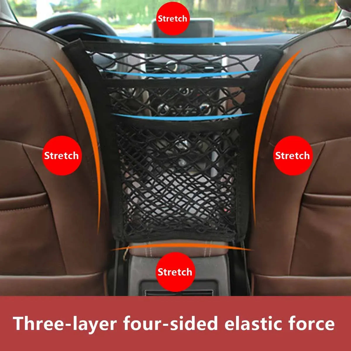 Universal Pet Car Barrier & Storage Net – Dog Seat Safety Mesh Organizer
