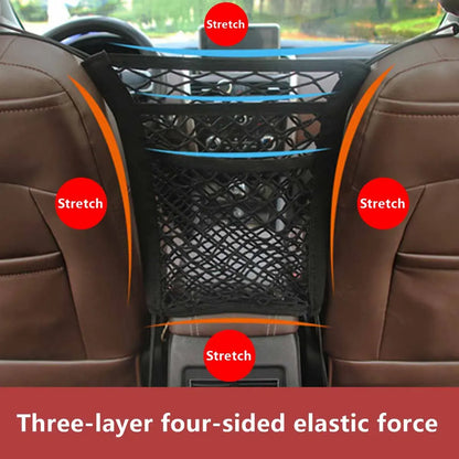 Universal Pet Car Barrier & Storage Net – Dog Seat Safety Mesh Organizer