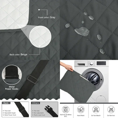 Water-Resistant Reversible Sofa Cover – Non-Slip Furniture Protector with Elastic Straps for Dogs, Kids & Pets