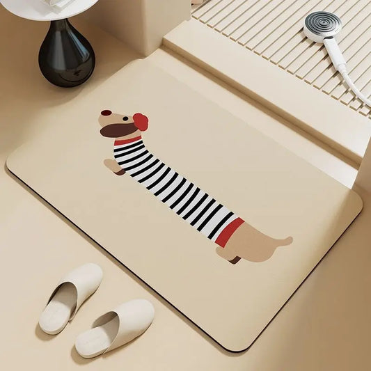 Dachshund Dog Floor Mat – Non-Slip Waterproof Entryway & Bathroom Mat