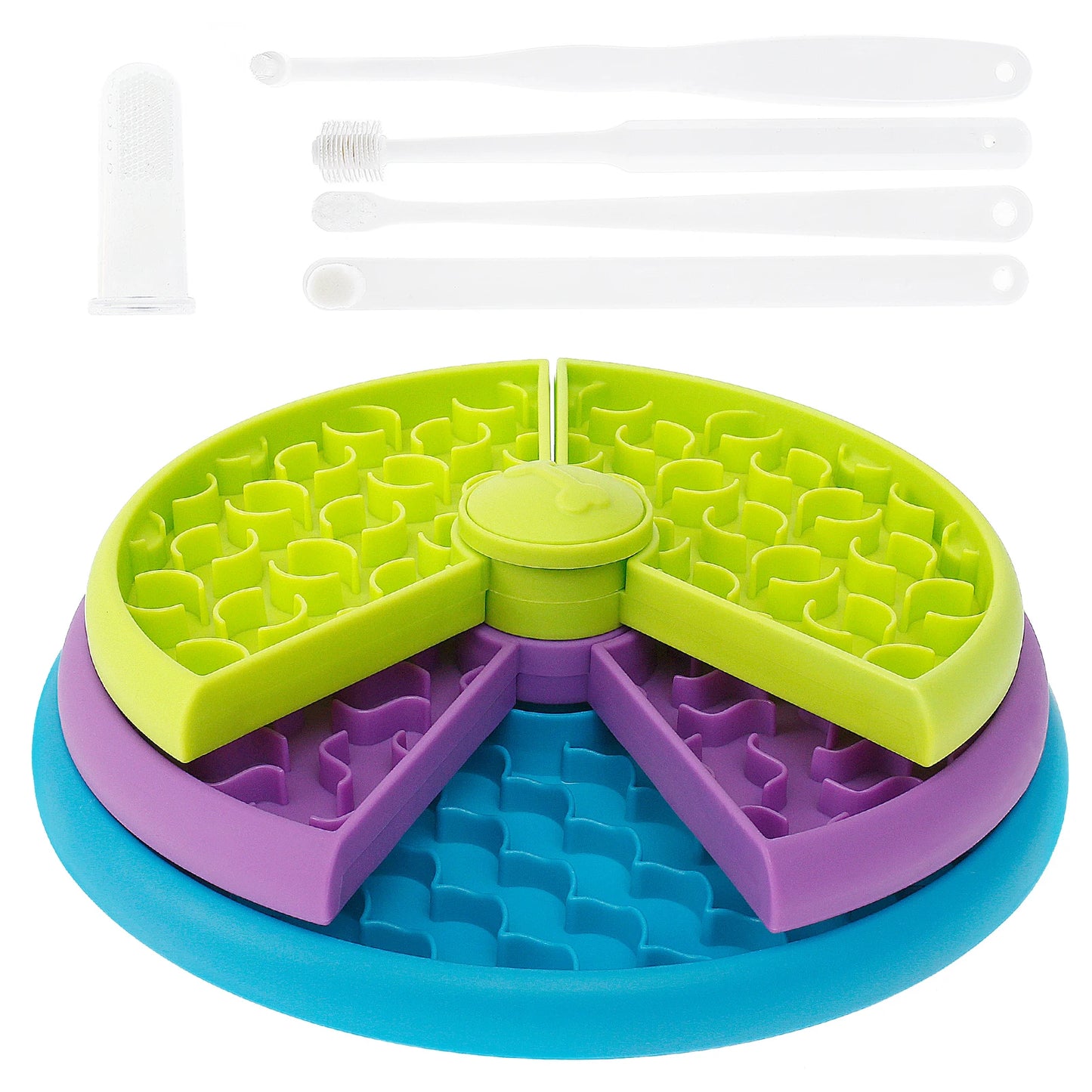Puzzle Dog Slow Feeder Bowl with Toothbrush Set 3 Layer Pet Slow Eating Anti-choking for Large Medium Small Dogs Feeder Bowl