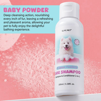 GJYC PET 2-In-1 Dog Shampoo Baby Powder Scent Gentle Hypoallergenic PH Balanced Cleansing For All Breeds