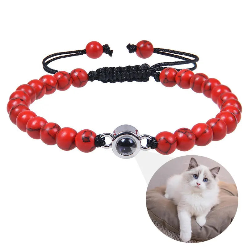 Personalized Stainless Steel Pet Photo Projection Bracelet – Custom Dog & Cat Portrait Memorial Jewelry Gift