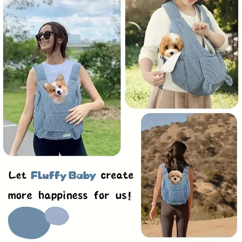 Double Shoulder Pet Carrier Bag Extra Large Capacity Chest Backpack Dog and Cat Outdoor Bag Waterproof and Portable Pet Bag