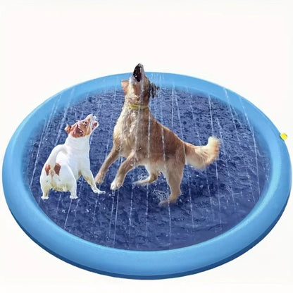 Heavy-Duty Outdoor Pet Bathing Basin with Spray Function - Non-Slip Dog Water Play Mat for Summer Fun and Pet Bathing Dog Wash