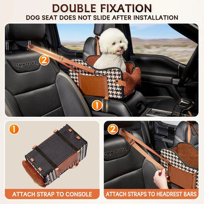 Pet Booster Seat for Car Armrest, Center Console Dog Bed, Small Dog Travel Safety Carrier