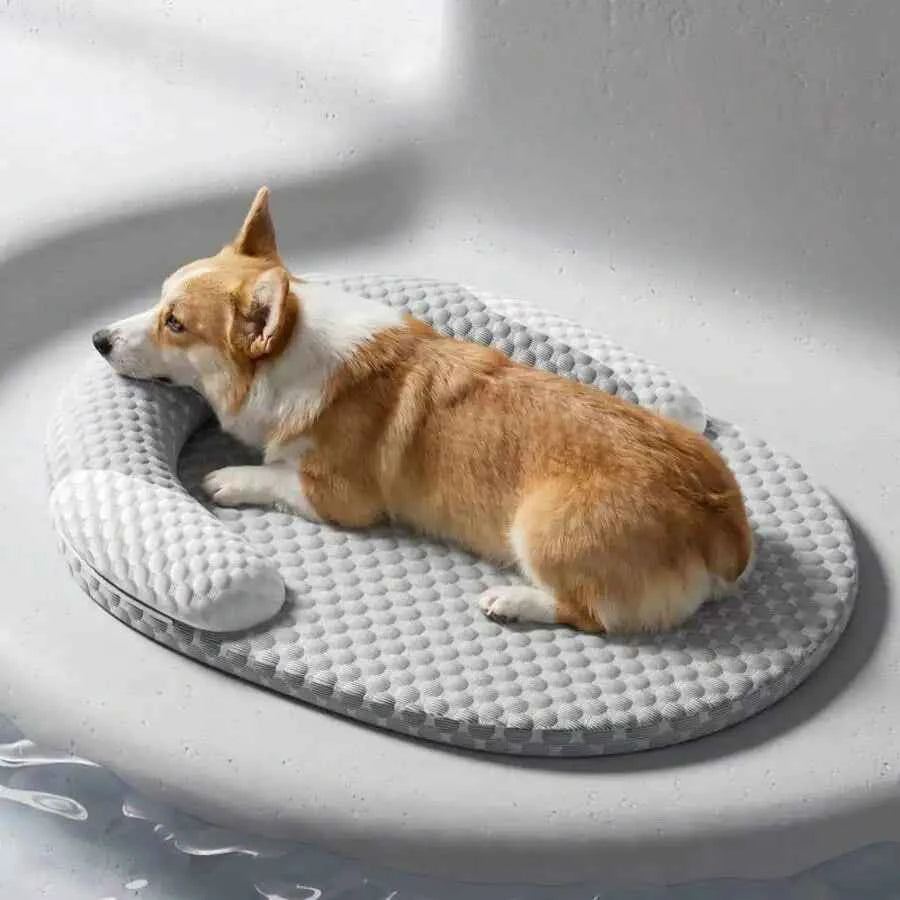 1pc Orthopedic Foam Dog Bed Cooling Mat, Pet Cat Dog Ice Bean Pad, Breathable Non-Slip Washable Cool Dog Bed Mat, Suitable For S