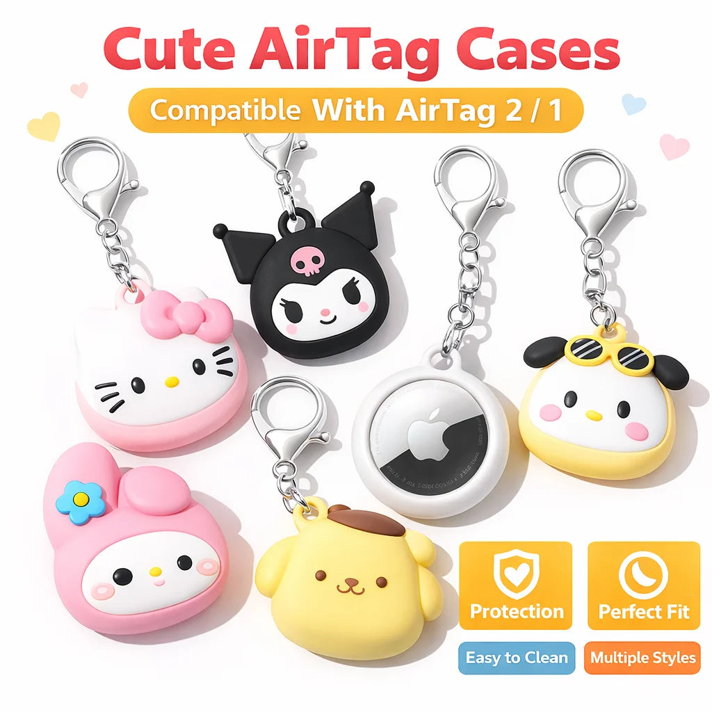 Cute Silicone AirTag Case – Cartoon Protective Keychain Cover for Apple AirTag